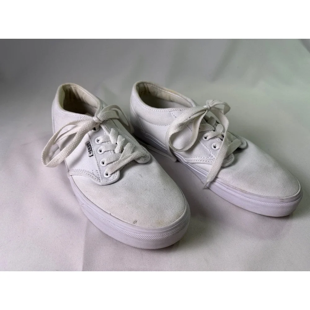 Vans Atwood Low White Canvas Skate‎ Shoes Mens Size 8.5 Casual Low Top Sneakers